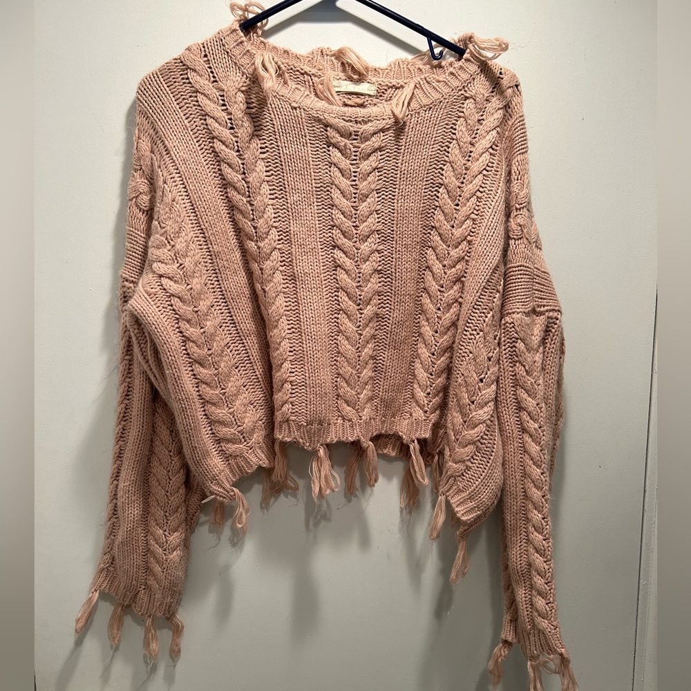 Alter’d State extra small light pink chunky knit  sweater